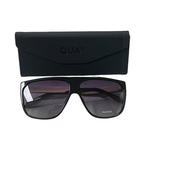 Quay Australia No Curfew Shield Sunglasses Black Smoke Polarized - Picture 1 of 9